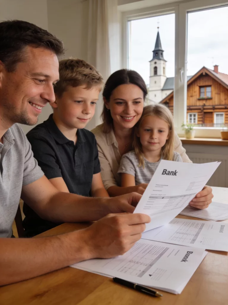 Rodzina z umową kredytową na mieszkanie