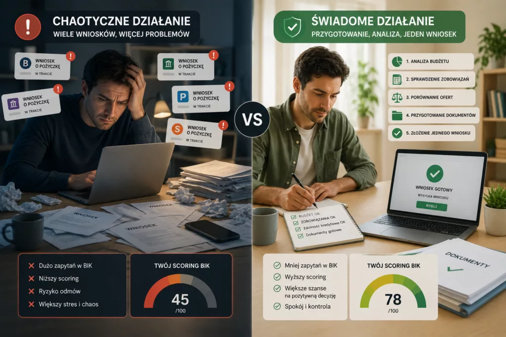 chaotyczne składanie wielu wniosków kontra spokojne przygotowanie jednego wniosku