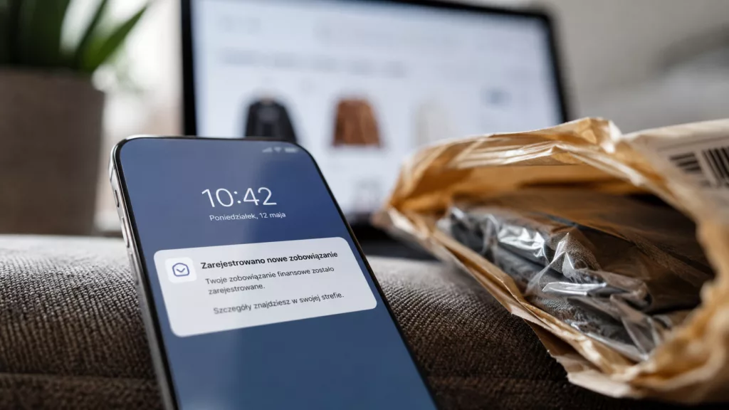 Powiadomienie o nowym zakupie z odroczoną płatnością po transakcji online.