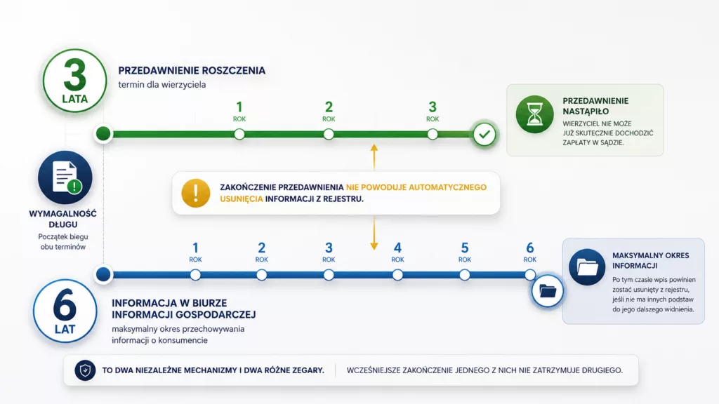 Porównanie trzyletniego terminu przedawnienia chwilówki z sześcioletnim limitem informacji konsumenta w BIG.