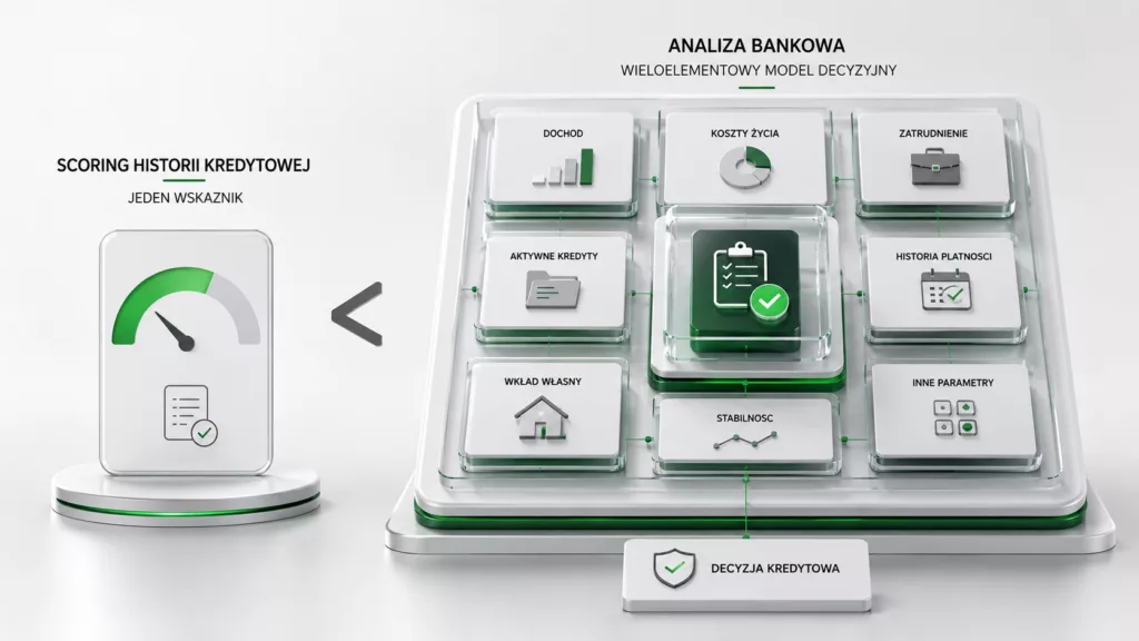 Ocena punktowa BIK konsumenta a szersza analiza kredytowa prowadzona przez bank.