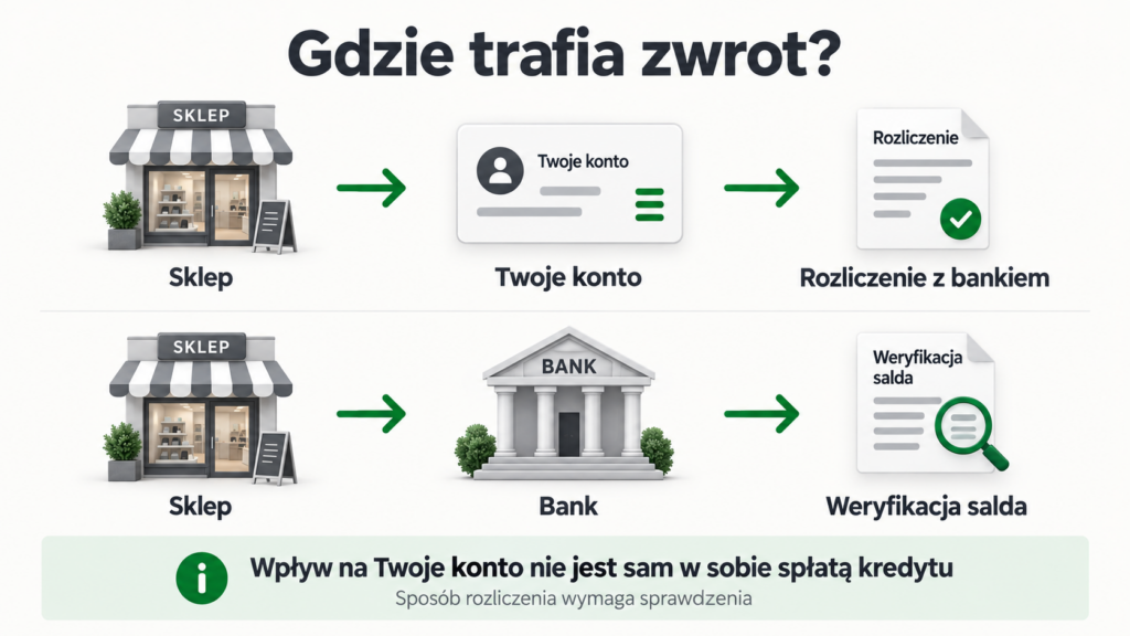 Dwa warianty rozliczenia: zwrot ze sklepu na konto klienta albo przekazanie środków bankowi.
