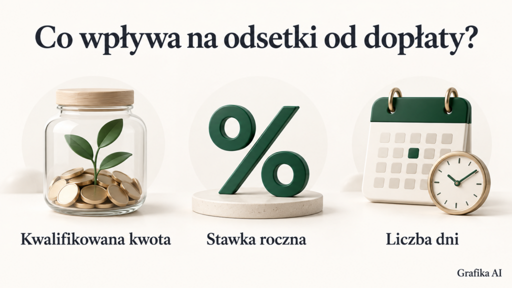 Trzy elementy obliczenia: kwalifikowana kwota, stawka roczna i liczba dni