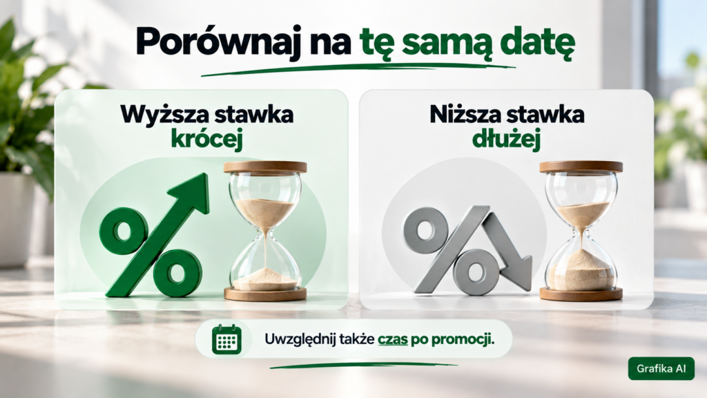 Dwa warianty opisane jako wyższa stawka krócej i niższa stawka dłużej