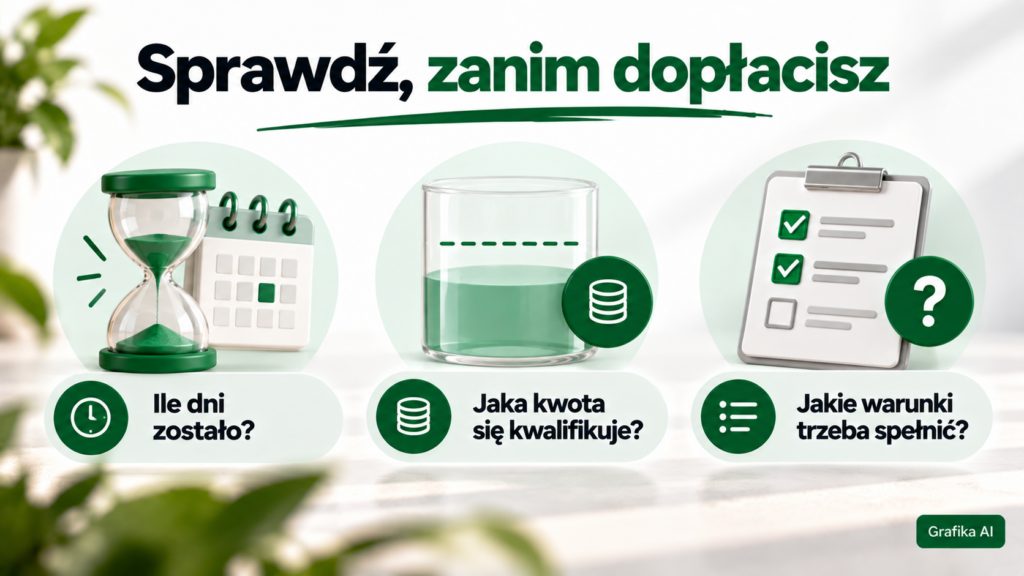 Trzy pytania o pozostałe dni, kwalifikowaną kwotę i warunki promocji