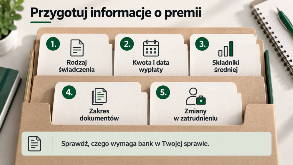 Pięć informacji do uporządkowania przed przedstawieniem premii rocznej w dokumentach kredytowych