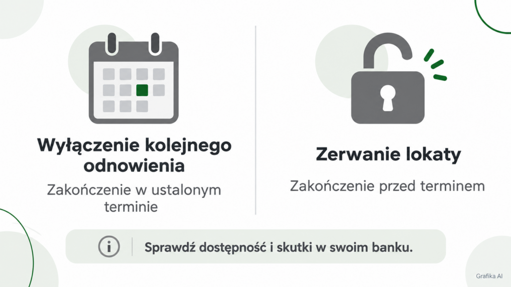 Porównanie zakończenia lokaty w terminie z jej zamknięciem przed terminem.