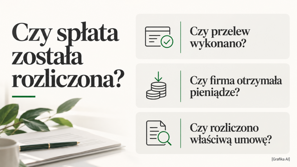 Pytania o wykonanie przelewu, otrzymanie pieniędzy i rozliczenie właściwej umowy