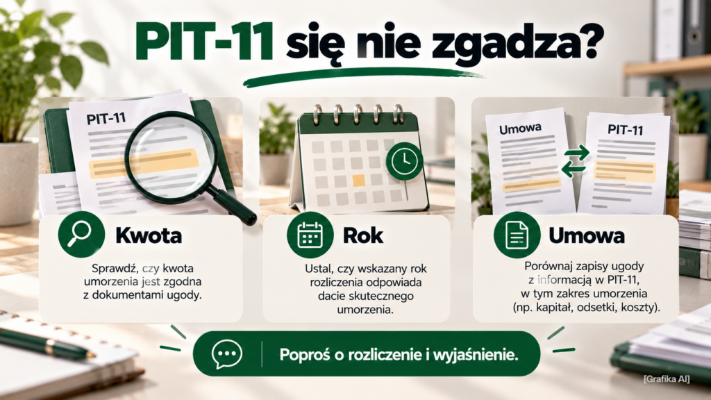 Trzy obszary kontroli PIT-11: kwota, rok i umowa