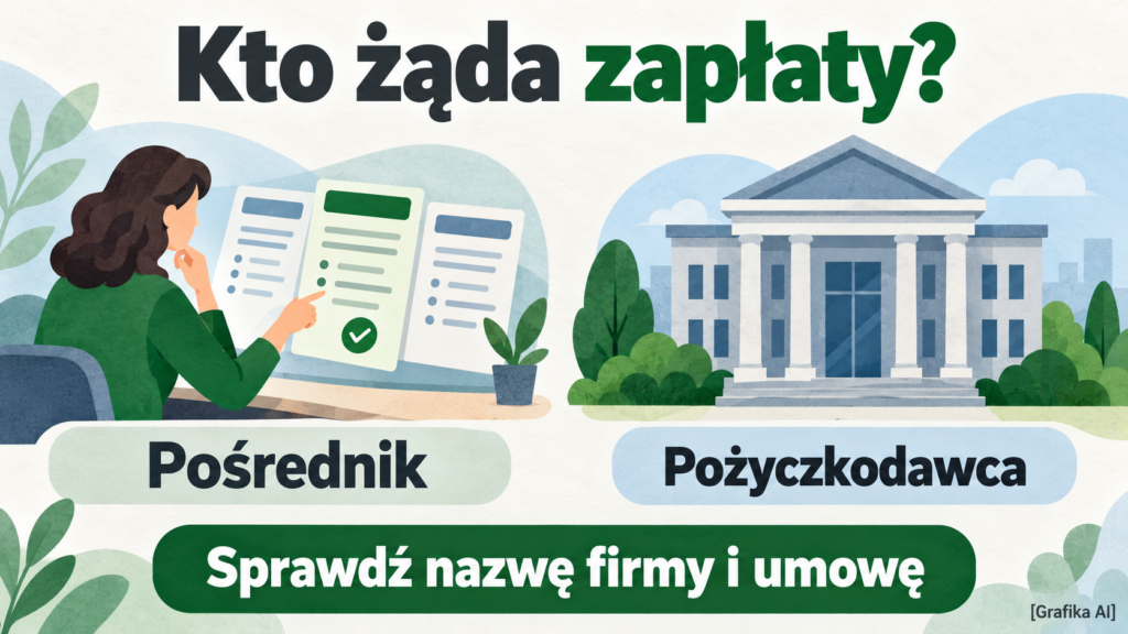 Ilustracja dwóch odrębnych ról podpisanych jako pośrednik i pożyczkodawca