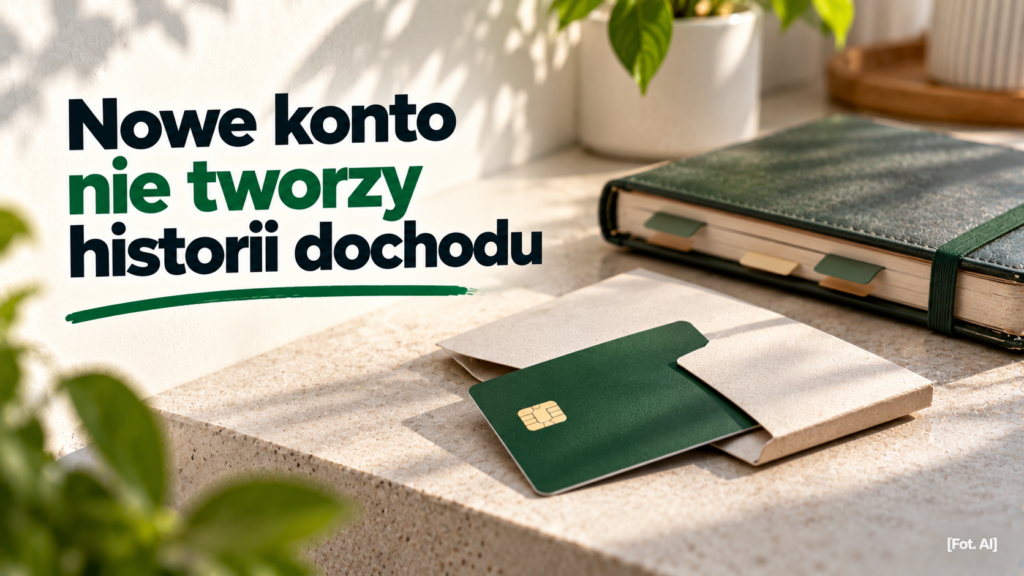 Nowa karta i zamknięty terminarz obok napisu o historii dochodu