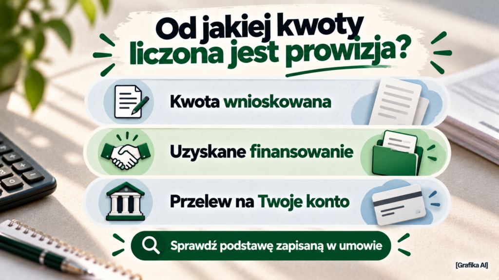Trzy określenia kwot: wnioskowana, uzyskane finansowanie i przelew na konto