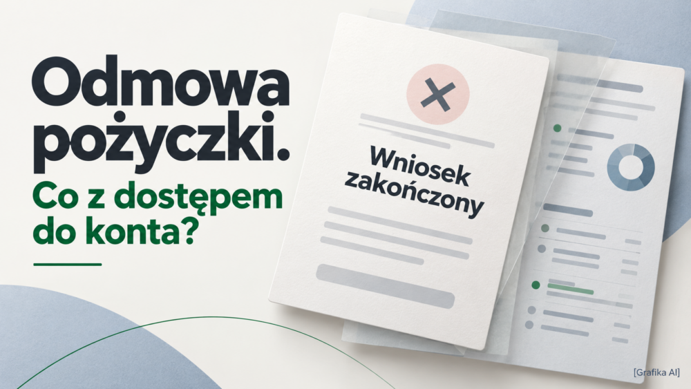 Dwie warstwy ilustracji przedstawiające zakończony wniosek pożyczkowy i pozostające informacje o rachunku.