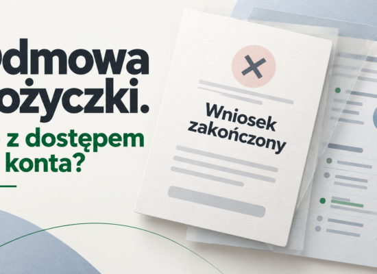 Dwie warstwy ilustracji przedstawiające zakończony wniosek pożyczkowy i pozostające informacje o rachunku.