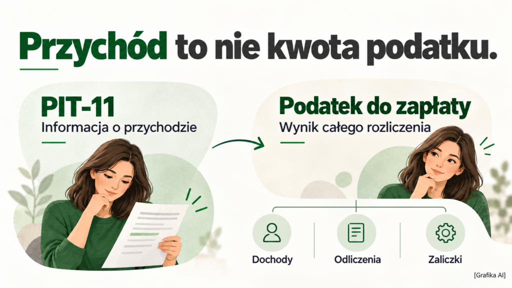 Porównanie informacji o przychodzie w PIT-11 z wynikiem rocznego rozliczenia