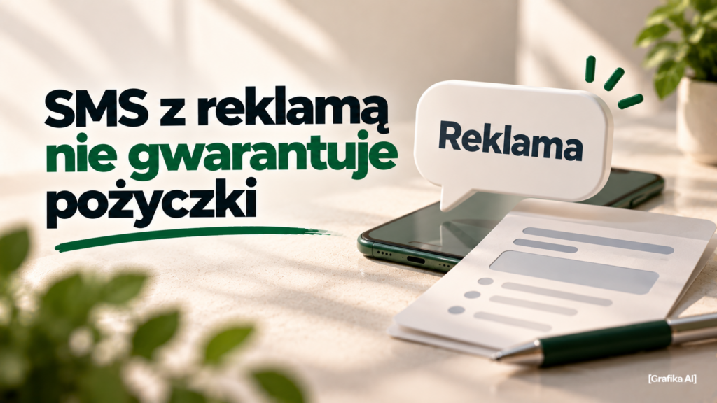 Ilustracja wiadomości reklamowej z przypomnieniem, że nie gwarantuje ona pożyczki