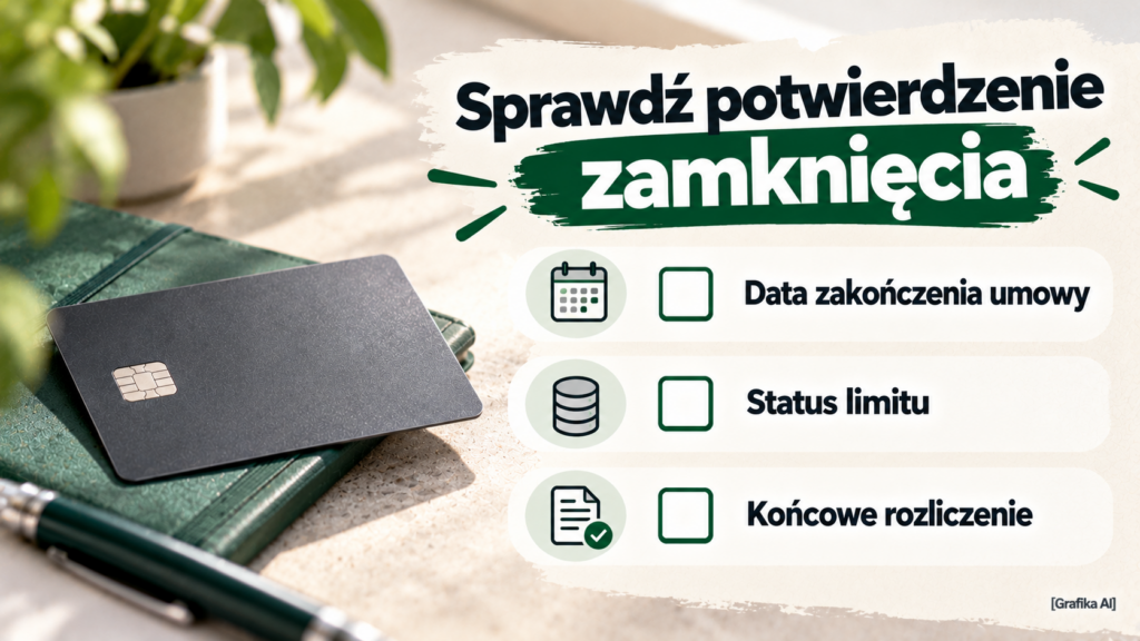 Lista do sprawdzenia obejmująca datę zakończenia, status limitu i końcowe rozliczenie