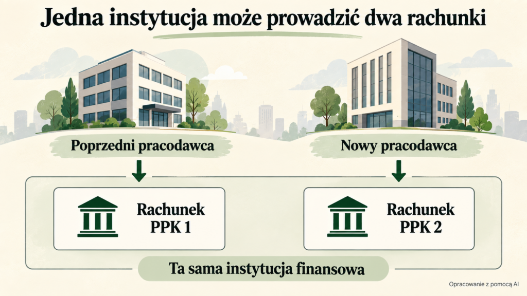 Poprzedni i nowy pracodawca powiązani z dwoma rachunkami PPK w jednej instytucji