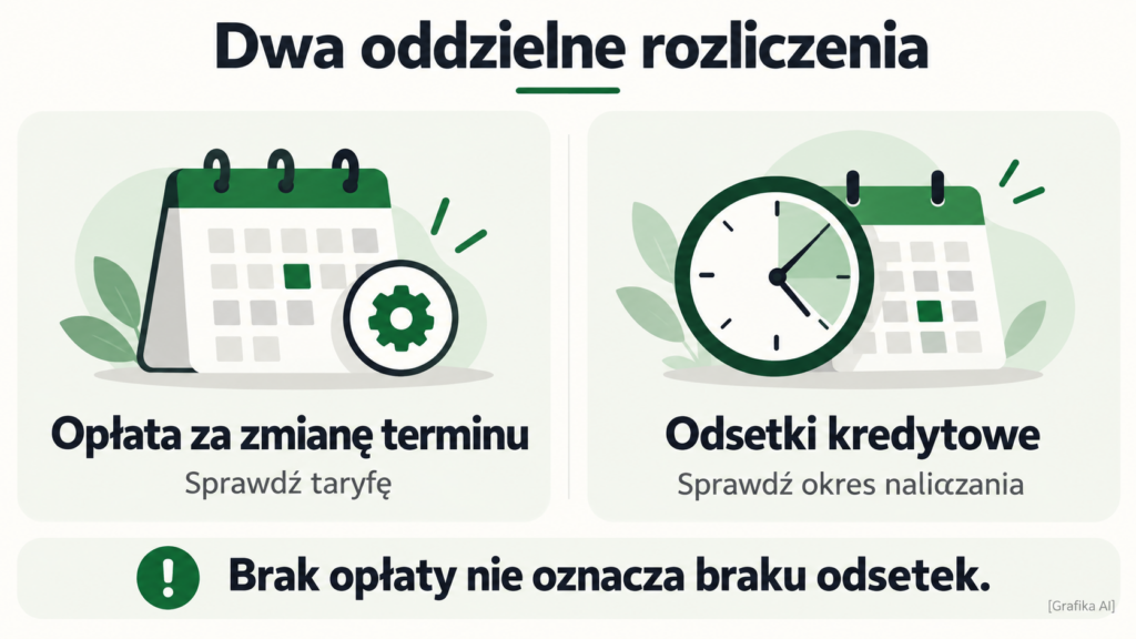 Dwa osobne elementy rozliczenia: opłata za zmianę terminu oraz odsetki za okres korzystania z kapitału.