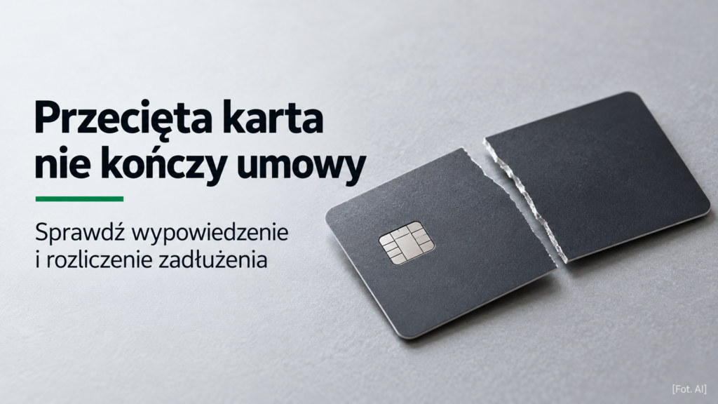 Przecięta anonimowa karta i napis: Przecięta karta nie kończy umowy.
