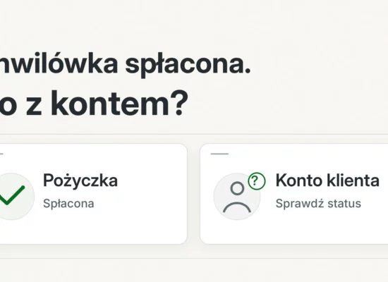 Zestawienie spłaconej pożyczki z pytaniem o dalsze działanie konta klienta