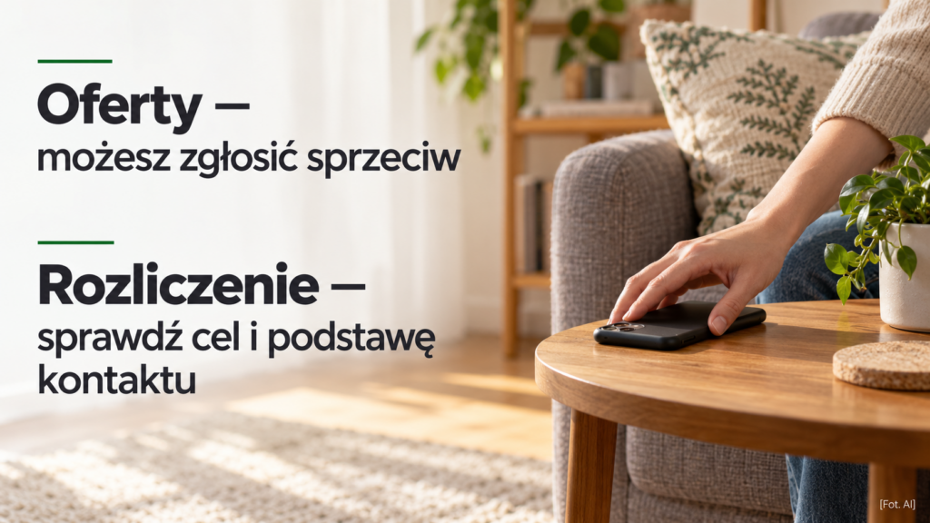 Telefon odłożony na stolik obok wyjaśnienia różnicy między ofertami a kontaktem o rozliczeniu