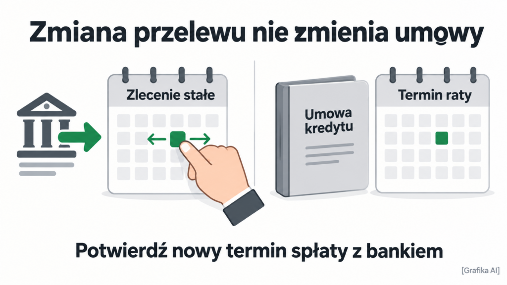Dwa oddzielne kalendarze oznaczone jako zlecenie stałe i termin raty w umowie.