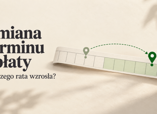 Przesunięty znacznik na wstędze kalendarza ilustrujący zmianę terminu spłaty kredytu.